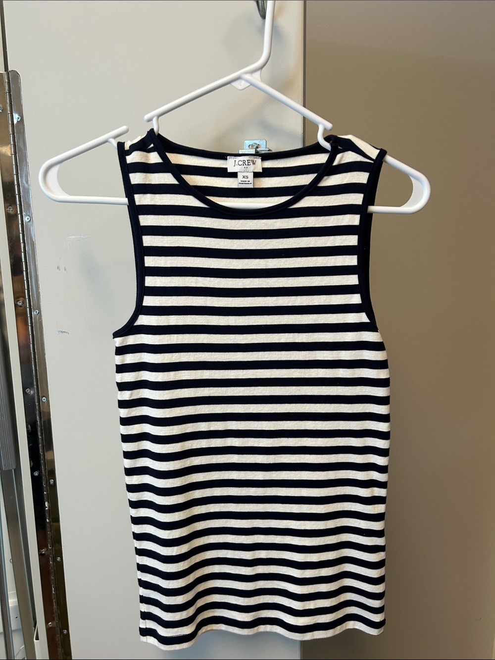 J. Crew Navy and White Striped Sleeveless Tank